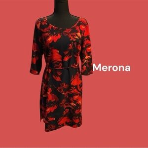 MERONA WOMENS SIZE SMALL PETITE 3/4 SLEEVE CAREER DRESS GENTLY WORN